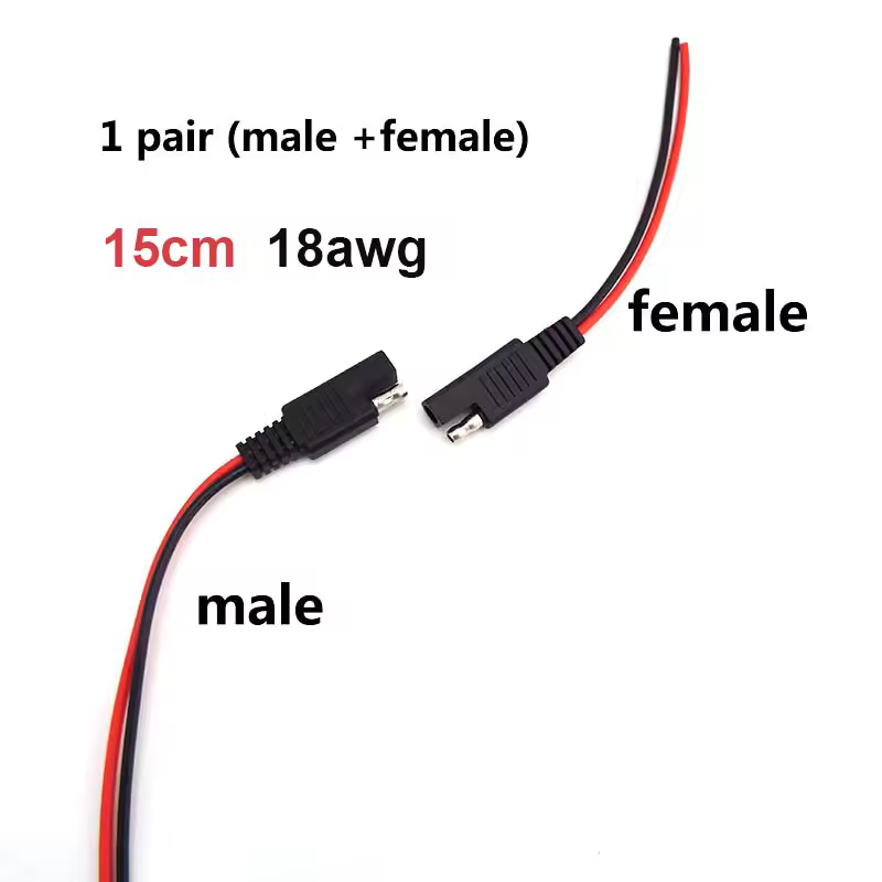 DIY SAE 12V 18AWG 15CM Power Automotive Extension Cable Male Female Plug Wire Connector Cable - Image 9