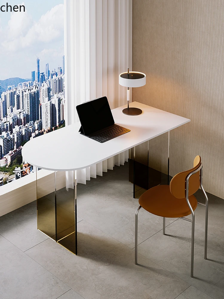 ZML acrylic rock slab computer desk Small apartment suspended office Simple long porch desk
