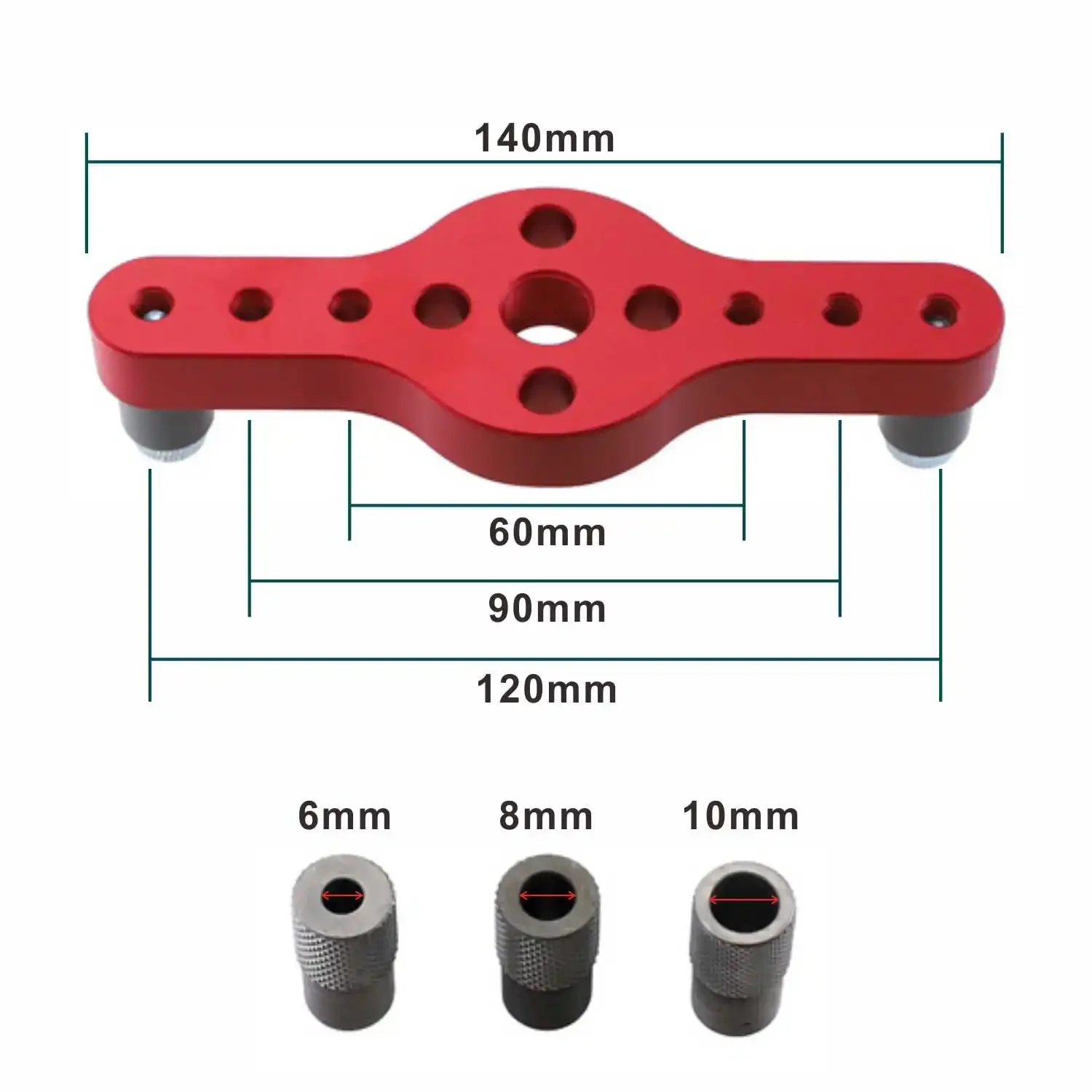 Self-Centering Pocket Hole Jig-Vertical Drill Guide for 6/8/10mm Dowelling,Precision Woodworking Locator Tool for Perfect Joints