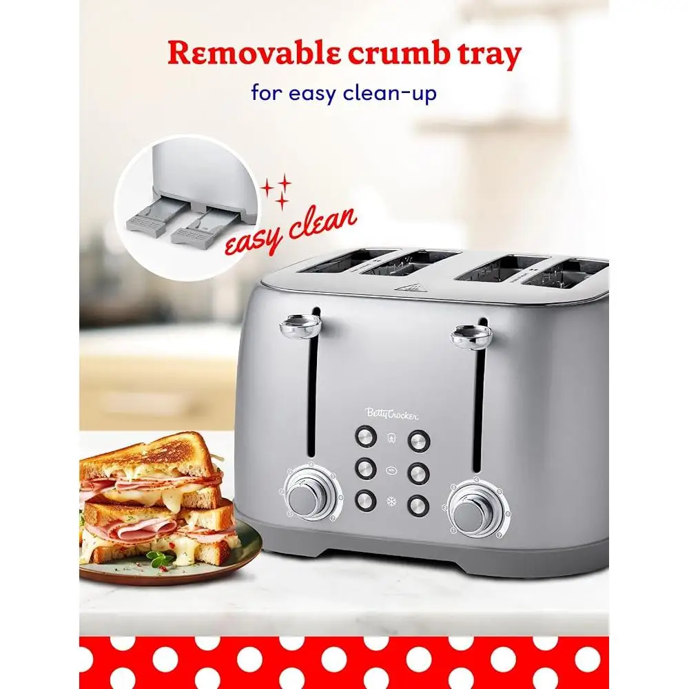 4 Slice Multi-Function Toaster Extra Wide Slots Bagel Waffle Bread Thick Toast Shade Control Illuminated Buttons Kitchen