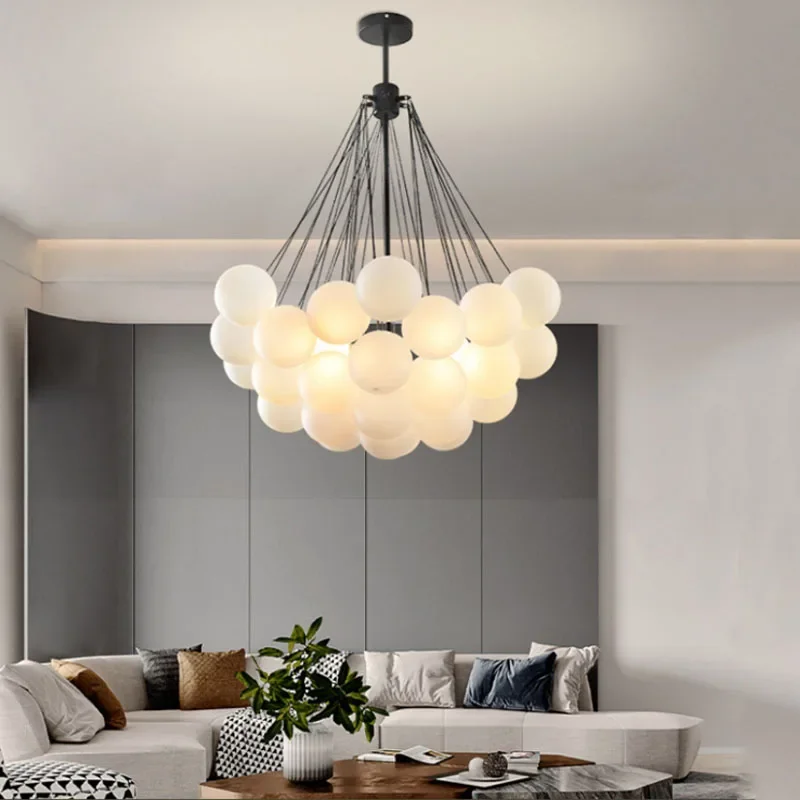 

Nordic Led Glass Chandelier Lighting 19/37 Balls Black Gold Chandeliers Glass LED Pendant Lamp for Dining Room Living Decoration