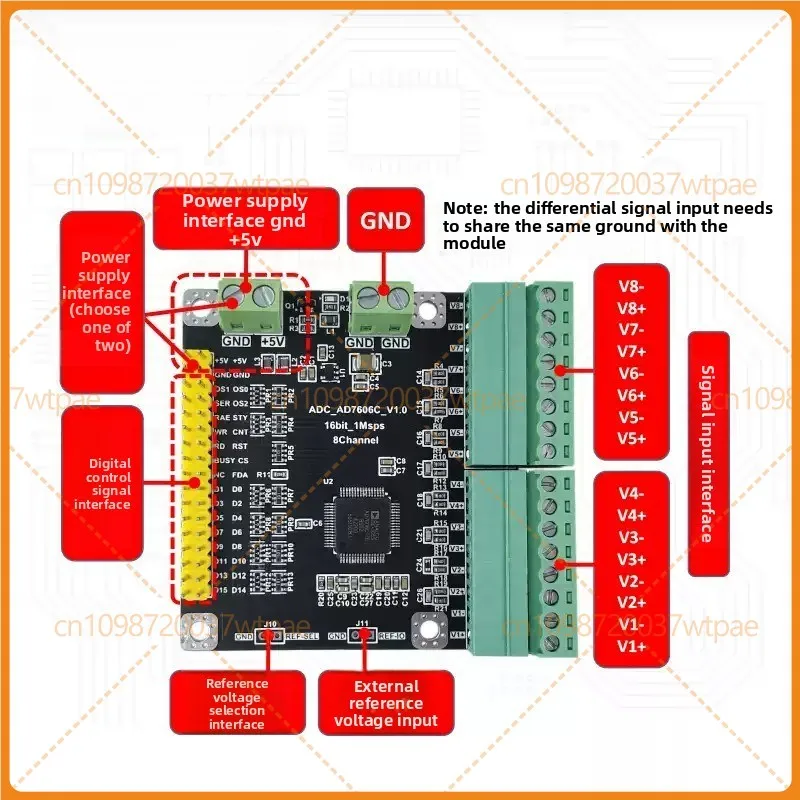 For AD7606C-16 Module, 8-Channel 16-Bit ADC, 1MSPS Synchronous Sampling