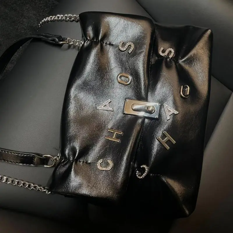 

Luxury Fashion Patent Leather Glossy Women Bag New Letter Metal And Diamond Inlay High-end Feeling Single Shoulder Crossbody Bag