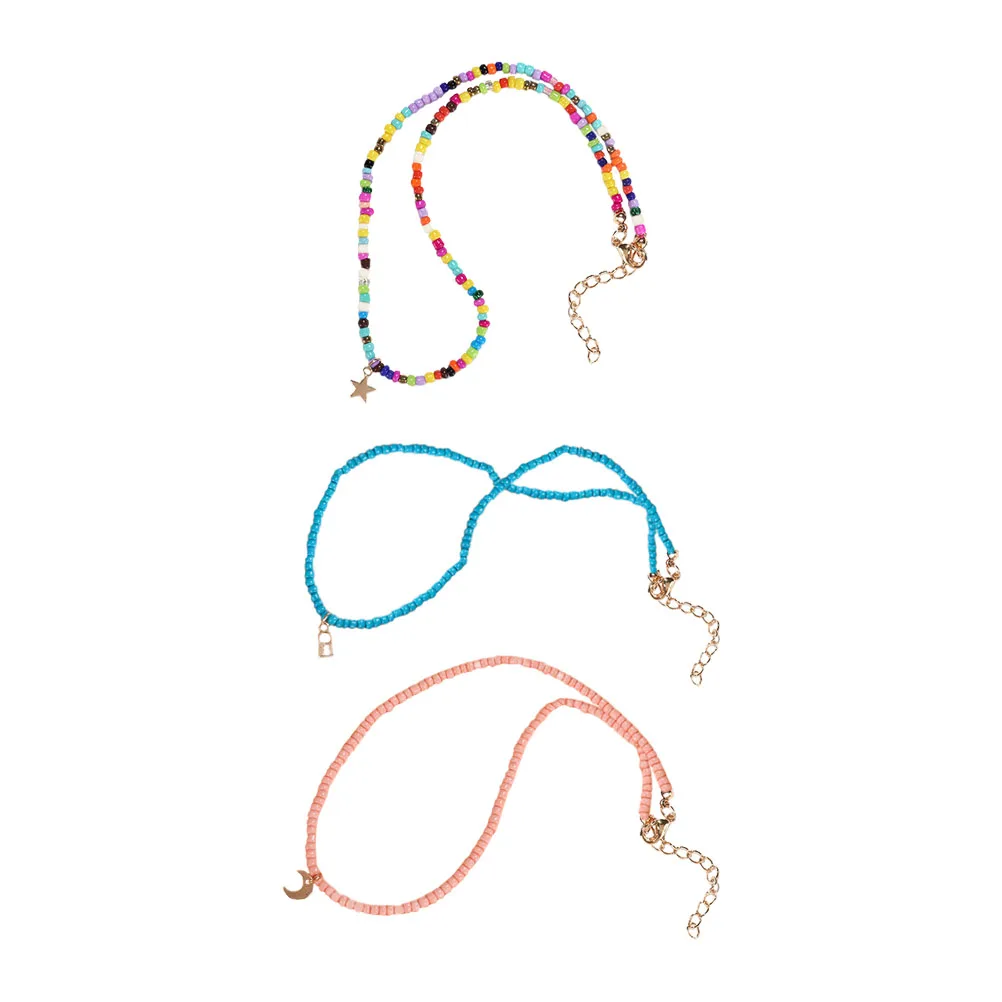 3pcs Children's Necklace Premium Plastic Beads Colorful Adjustable Stage Performance Decors Party Wedding Favor Gift for Girls