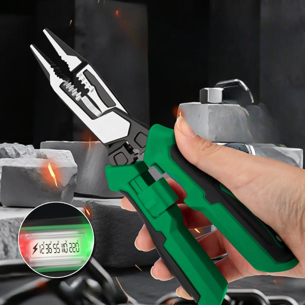 Multi-functional Digital Display Wire Stripper For Electricians 9-In-1 Stripping Pliers With Voltage Tester ﻿electricians Tools
