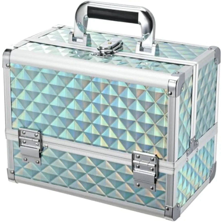 

Joligrace Makeup Box 11.6-Inch Cosmetic Train Case for Women Travel Jewelry Organizer with Compartments and Mirror Portable Loc