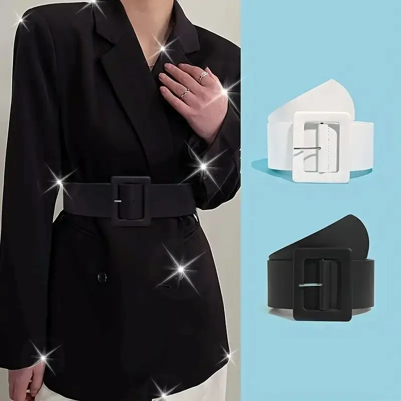 مشد خصر بحزام عريض أسود للفساتين والمعاطف وسترة التخسيس وشاح كبير الحجم مزخرف أحزمة نسائية كبيرة الحجم