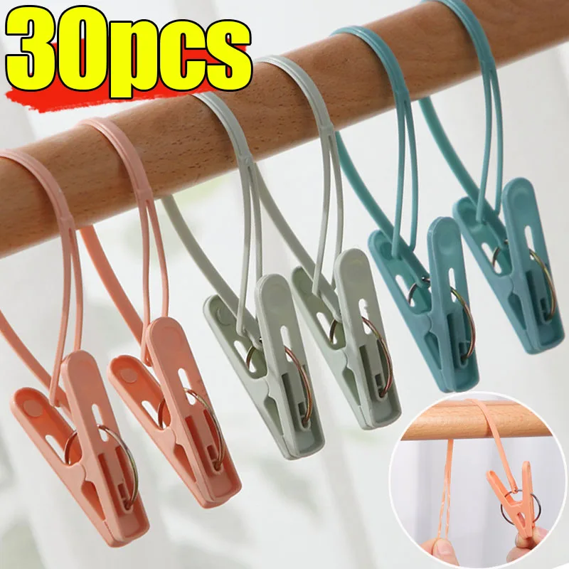 30/1PCS Windproof Laundry Clip Clothes Hanger Hook Non-Slip Drying Clip Plastic Bra Socks Quilt Clip Clothing Hanging Clamp Pegs