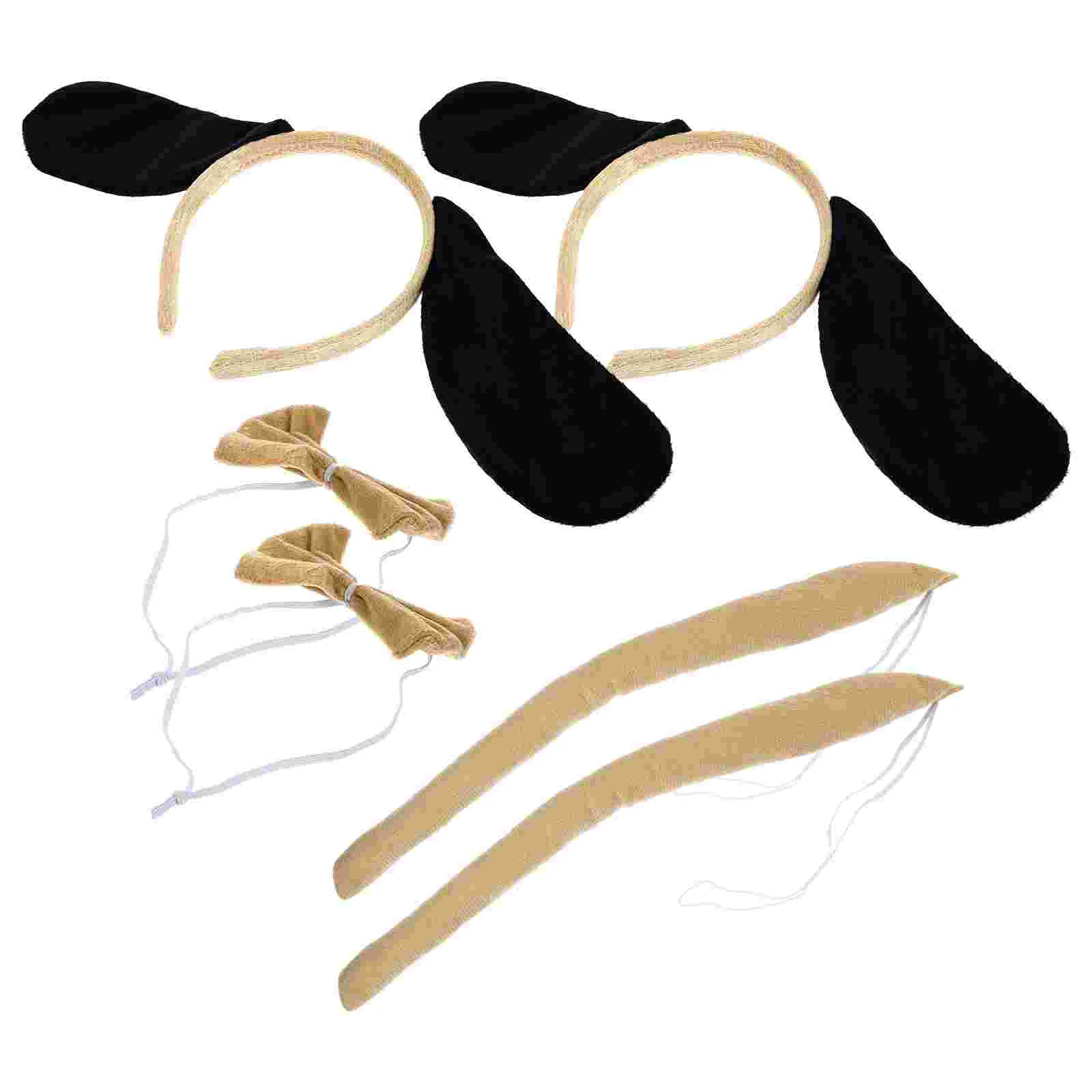 

2 Sets of Animal Headgear Hair Band Tail Sets Children Stage Performance Prop Cosplay Animal Prop Animal Ears Hair Decor