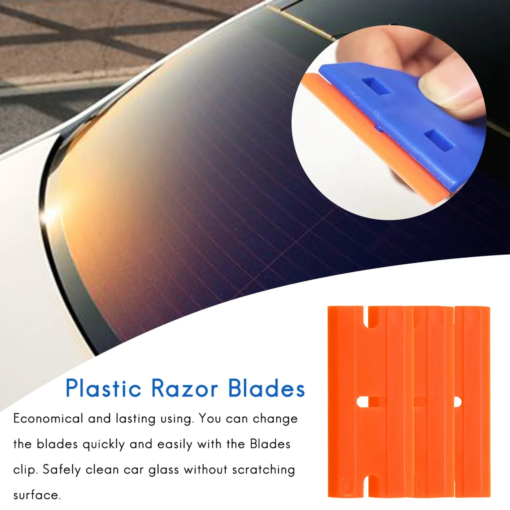 200PCS Plastic Razor Blades Double Edge Razor Blades for Remove Decals Stickers Adhesive Label and Glass Clean