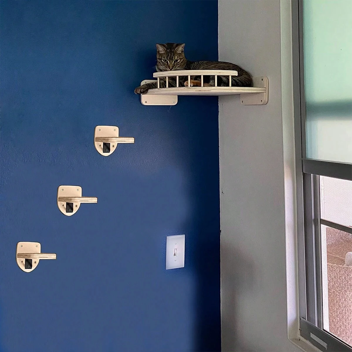 Estante esquinero para gatos c - Cat Wall Climbing Shelves Hammock Wooden reseña y precio