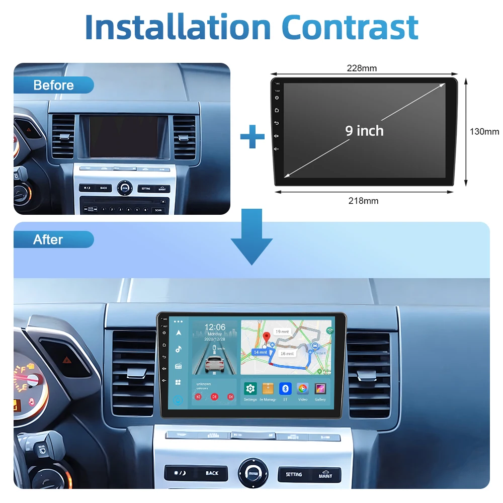 Podofo 2Din Android Car Radio, leitor de vídeo multimídia para Nissan Murano 2004-2008, navegação GPS, Carplay, unidade de cabeça auto estéreo