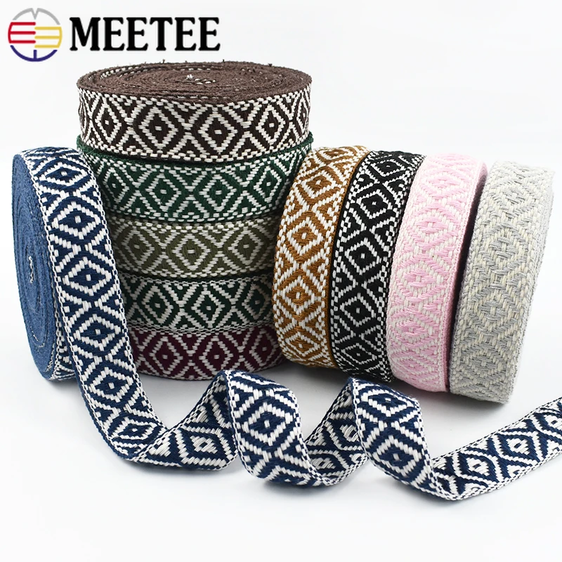 5/10Meters 25mm Jacquard Webbing Cotton Colorful Ribbon for Bags Shoulder Strap Belt Clothing Braid Tape DIY Sewing Accessories