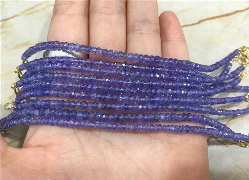 Genuine Natural Blue Tanzanite Roundel Faceted Beads Gemstone Charm Energy Elastic Bracelet Women and Man Jewelry Gift wholesale