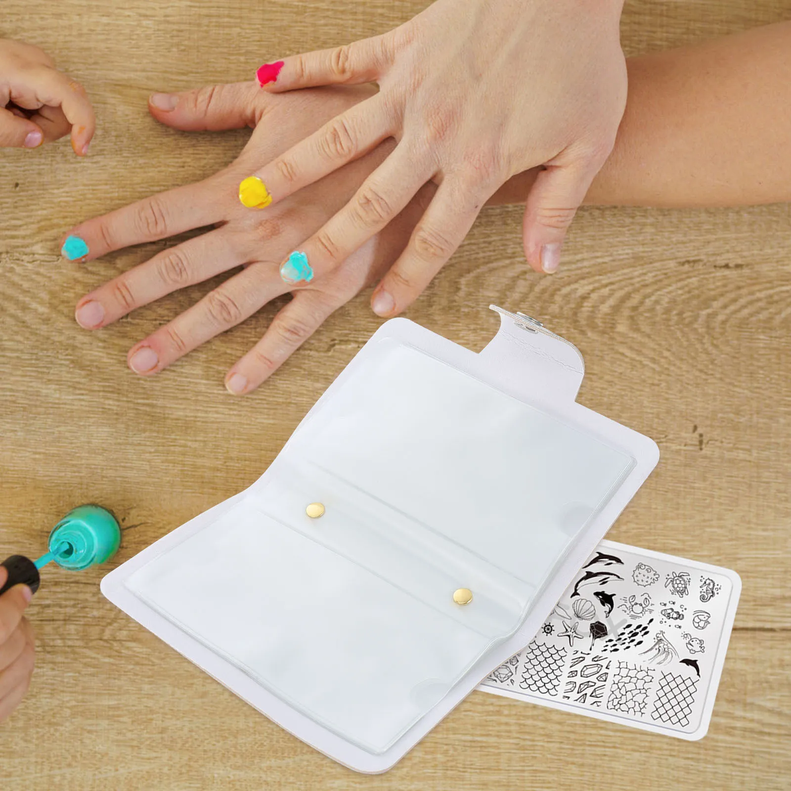 

2Pcs Nail Art Plates Holder Nail Stamp Plate Organizer 20 Slots Compact Stamping Plate Bag Portable Manicure Template Storage