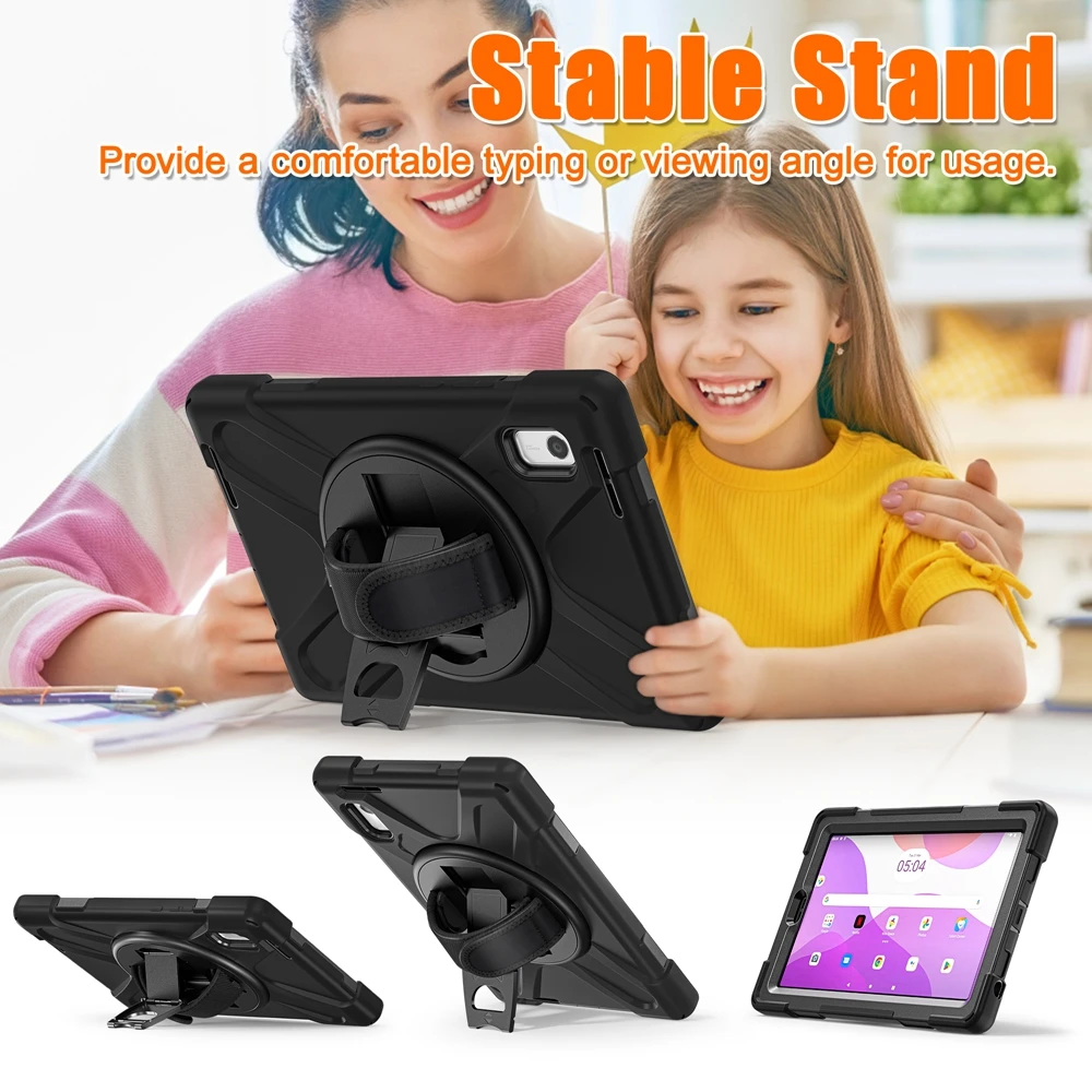 Shockproof Kids Safe PC + Silicon Stand Shoulder Strap Tablet Cover For Lenovo Tab M9 2023 9.0 inch TB-310FU TB-310XU Case