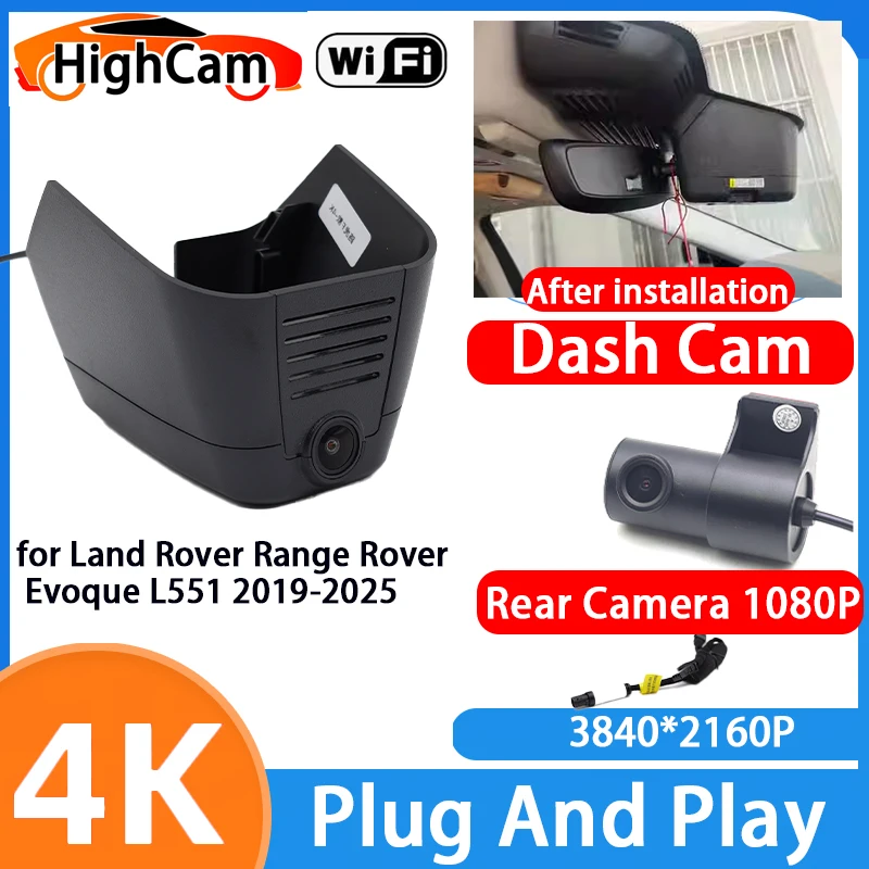 HighCam for Land Rover Range Rover Evoque L551 2019-2025 4K Wifi OEM G-Sensor Car DVR Video Recorder Dash Cam Front Rear Camera