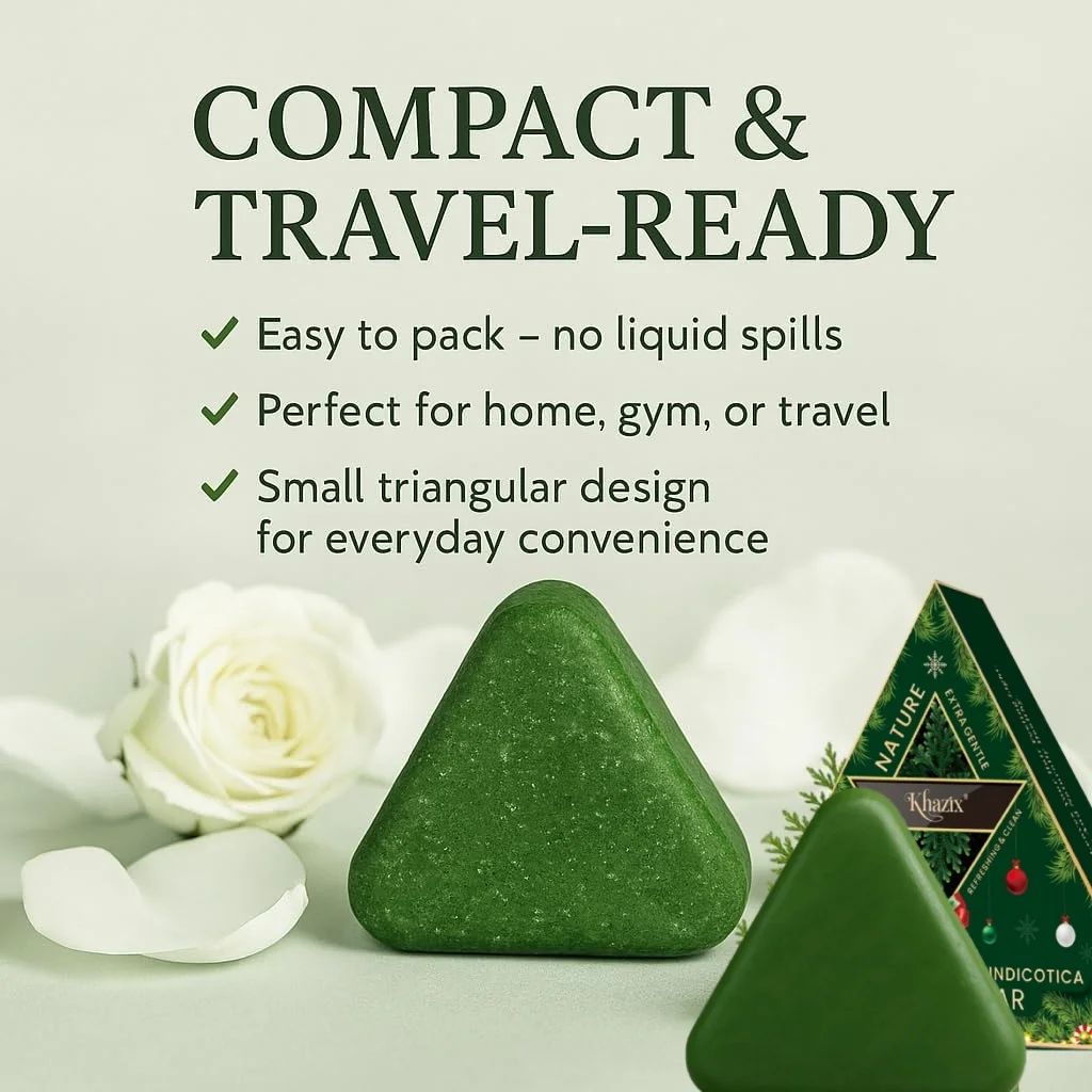 Green Triangle Soap Shampoo Bar with Usman Grass - Natural Cypress Leaf Solid Shampoo Bar for Natural Herbal Hair Care, Calming