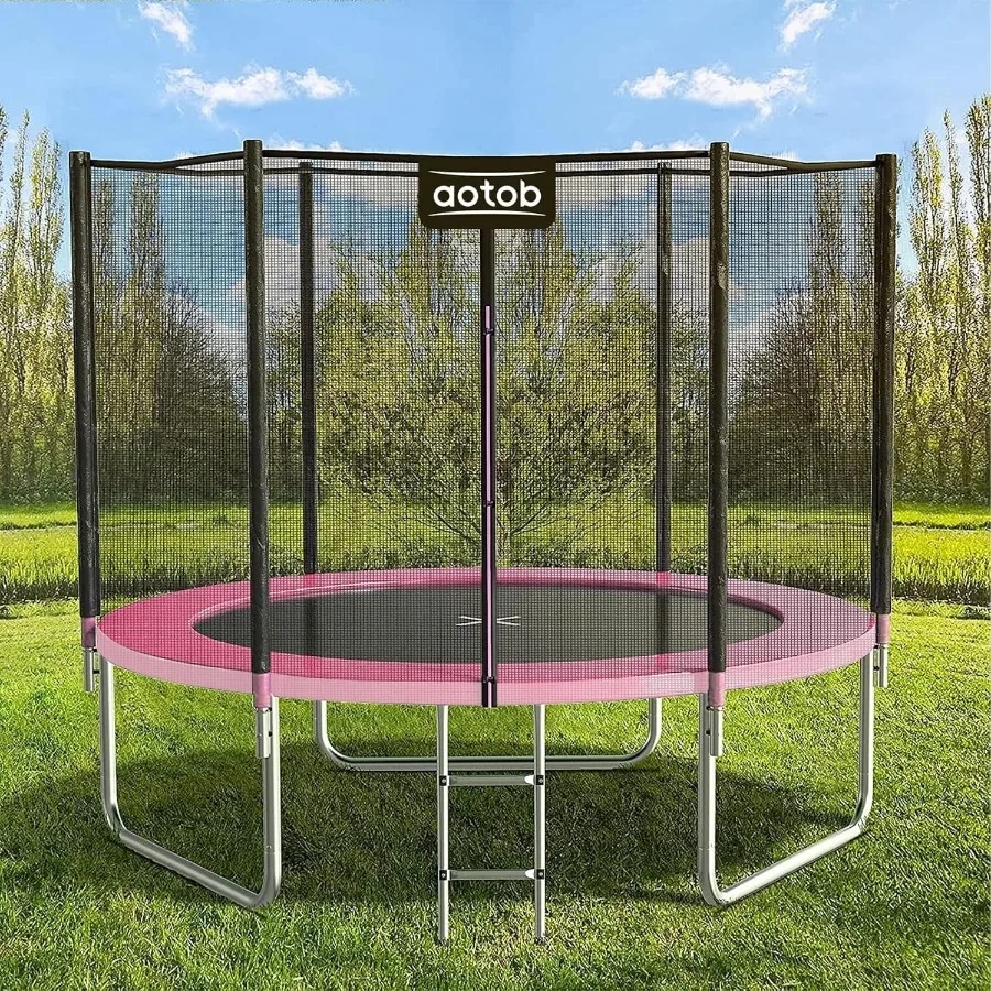 

8 FT Trampoline Safety Enclosure Net Combo Bounce Jump for Outdoor with Spring Pad Waterproof Jump Mat Ladder for Secure and Fu
