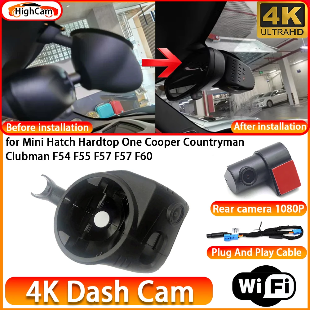 for Mini Hatch Hardtop One Cooper Countryman Clubman F54 F55 F57 F57 F60 OEM 4K DVR Dash Cam Front Rear Camera Video Recorder