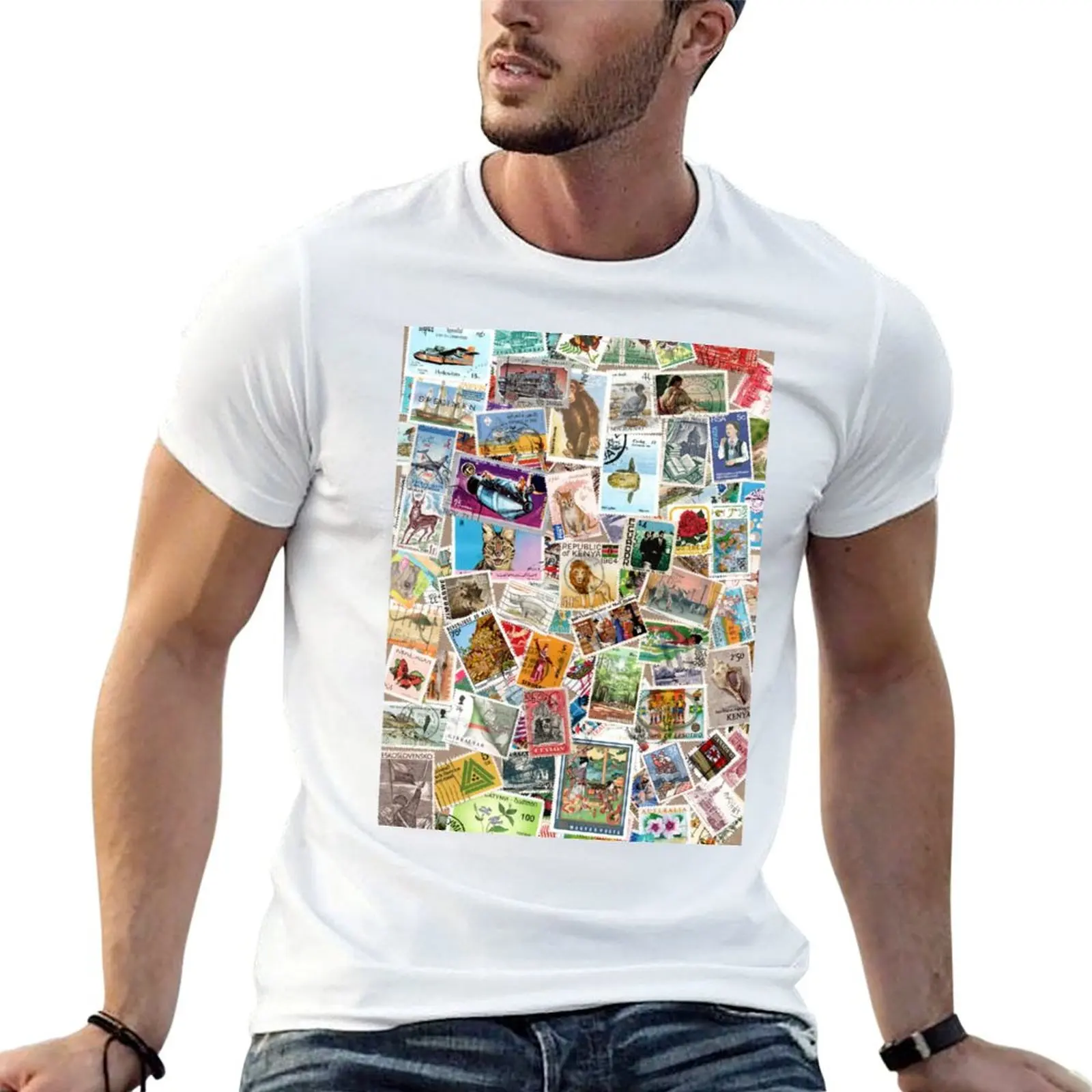 

Vintage postage stamps T-Shirt t shirts with prints g man t shirts for men T-Shirt
