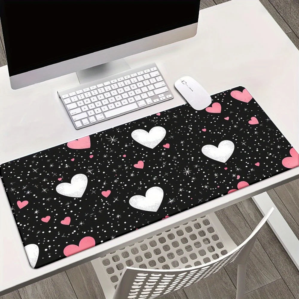 Atmosphere Black and Pink Love Korean Mouse Pad Extra Large Female Sweet Cool Healing Computer Keyboard Desk Anti Slip Mat