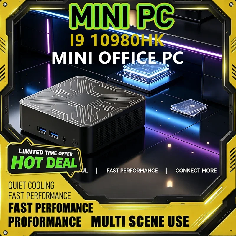 Performance Mini PC with I9-10980HK Processor 16GB+2TB Storage WiFi6 Bluetooth 5.2 4K Output Compact Design for Office Gaming