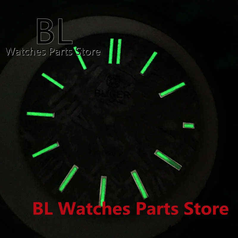 BL 31mm Watch Dial Grid Checks Design Luminous Black Silver Fit ETA 2836 2824 Mingzhu DG2813 3804 Miyota 8205 8215 821A movement