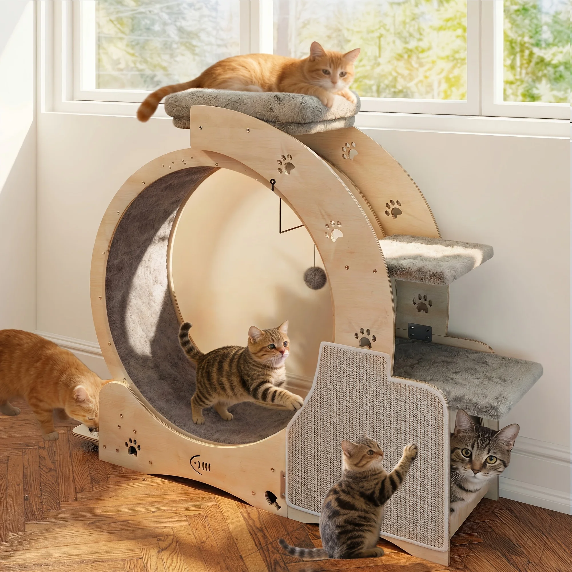 Quiet Indoor Cat Exercise Wheel – 119 USD Limited-Time Offer | Large Pet Activity Treadmill for Energy Release | Space-Saving De view 8