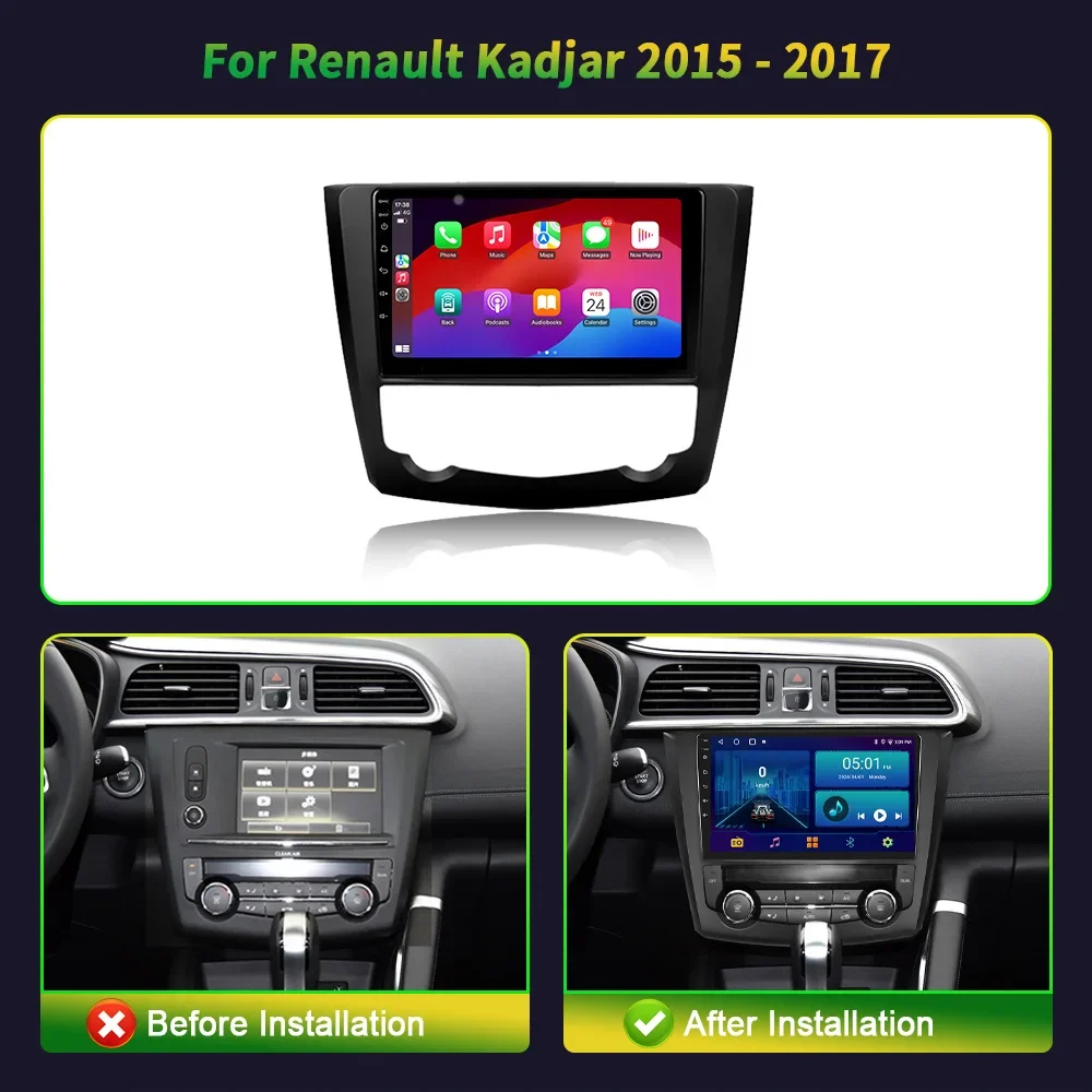 Per Renault Kadjar 2015-2017 autoradio lettore Video multimediale navigazione 4G WIFI GPS Auto Carplay schermo BT Android 13