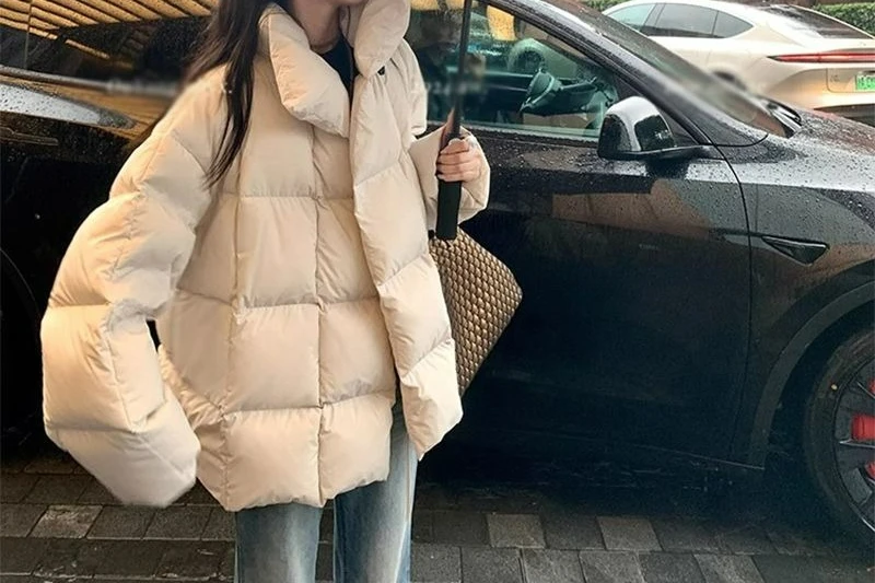 

Женская пуховая хлопковая куртка с воротником-стойкой, зима 2025 года, свободная короткая утолщенная теплая куртка-пуховик