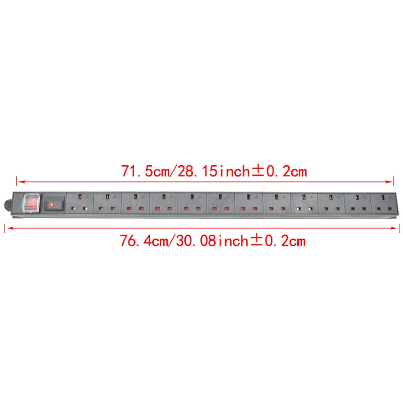 UK SOCKET PDU Power Strip Network Cabinet Rack 13A/16A  12 Way Outlet Break Switch 2m Extension Cord overload protection