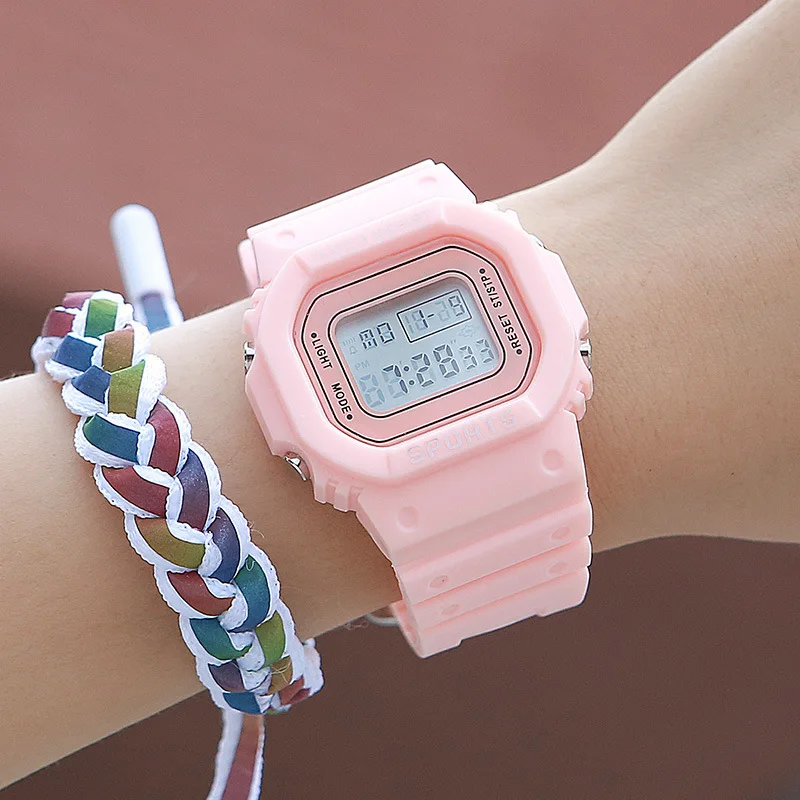 Relojes digitales LED YIKAZE para niños y niñas, correa transparente, reloj electrónico para estudiantes, reloj despertador resistente al agua, reloj deportivo para niños