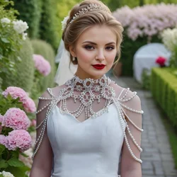 VG09 Bridal Bolero Necklace Pearls Beaded Bridal Covered Body Chain Women Accessories Sexy Bride Shoulder Chain for Wedding