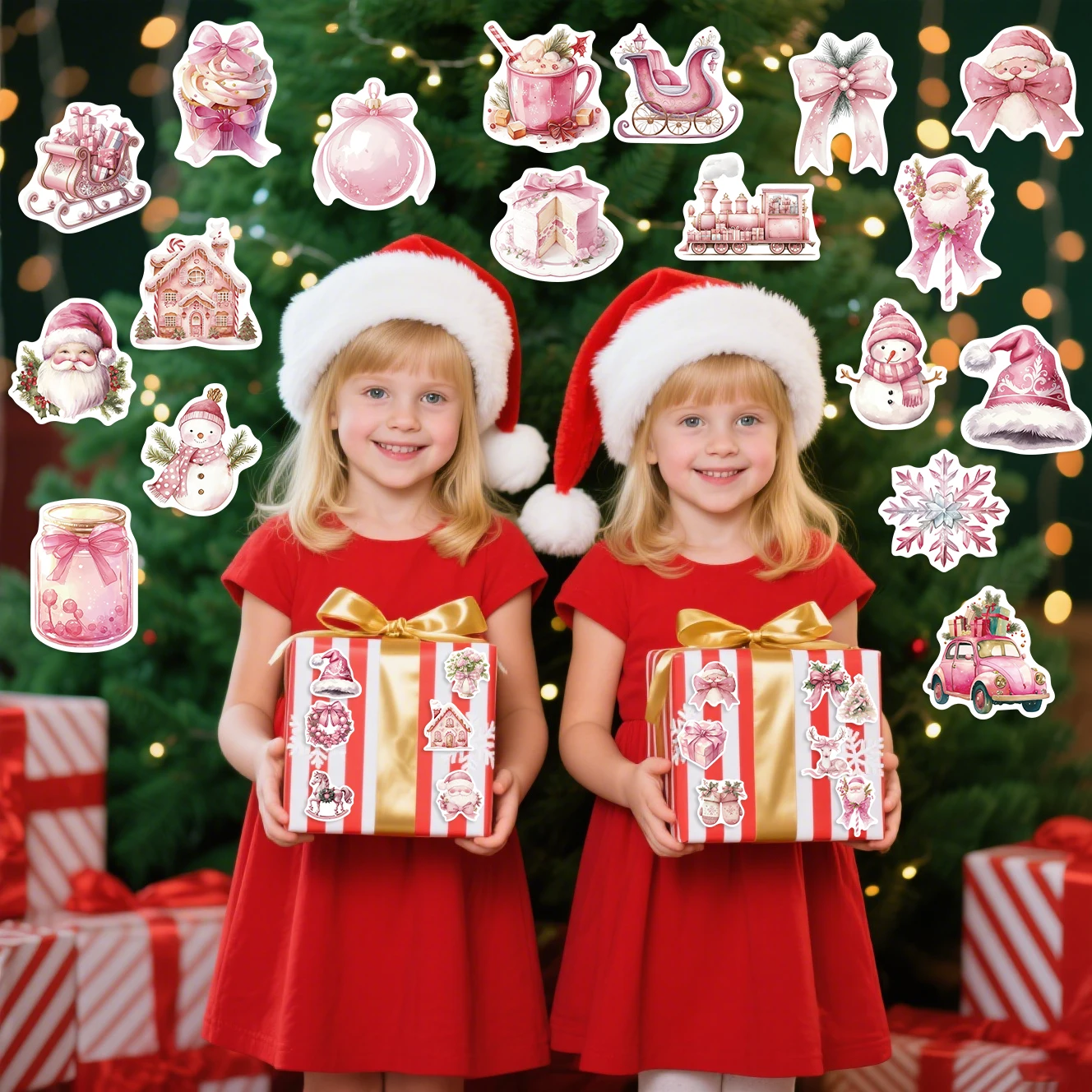 50PCS Rosa Weihnachtsgeschenk Graffiti Aufkleber Gepäck Notebook Skateboard Lautsprecher Label Wasserdichte Aufkleber Urlaub Dekorationen