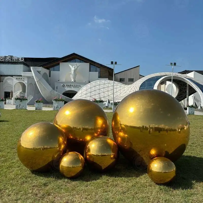 

Set-6Pcs Shiny Golden Iatable Balls Airtight Giant Mirror Balloon Large PVC Sealed Sphere For Events & Stage Party