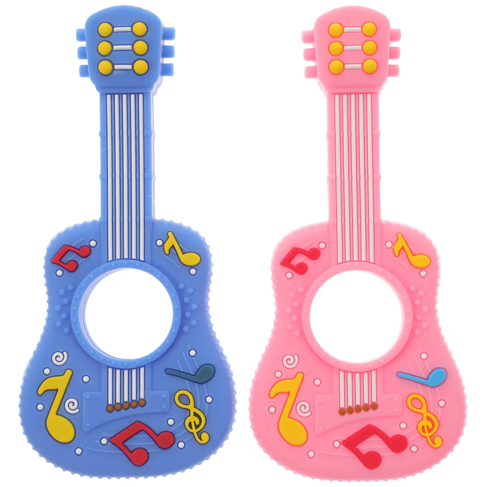 Mordedor de silicona con forma de guitarra para bebé, 2 uds., calma las encías, alivia las molestias de la dentición, moldeador de dientes para bebé