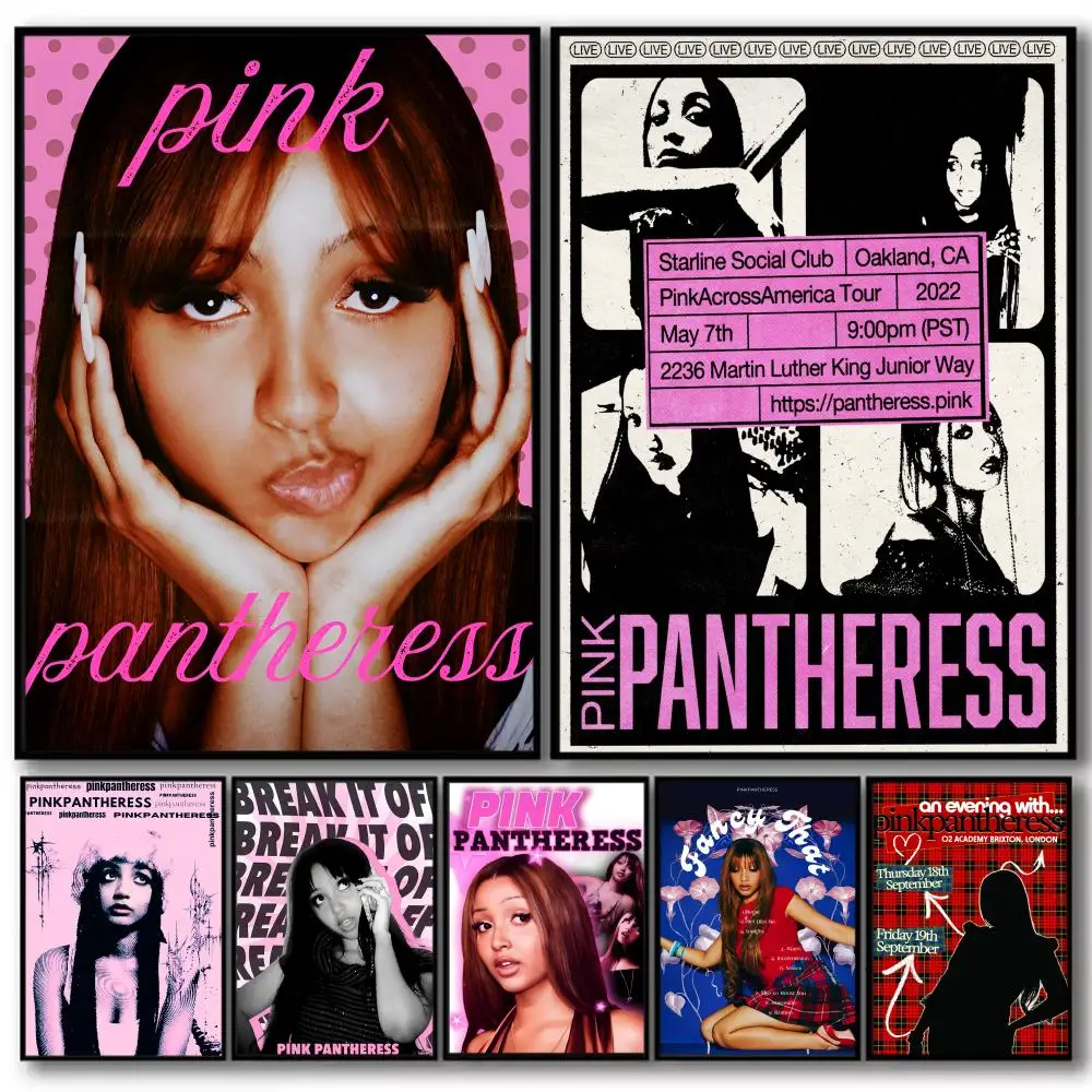 P_PinkpanthereSS ألبوم اللوحة الخط قماش الكتان ملصق جدار يطبع لغرفة المعيشة غرفة نوم مكتب ديكور المنزل