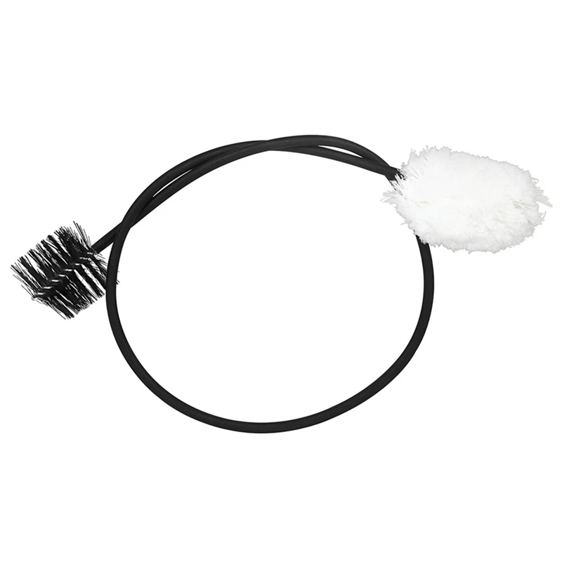 1 PCS Saxophone Bent Neck Inner Cavity Double-Ended Nylon + Cotton Cleaning Brush 50Cm, Black&White Metal + Cotton Thread