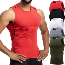 Men's Compression Tank Tops Gym Workout Running Sport Vest Summer Athletic Sleeveless Undershirt Base Layer Quick Dry Stretchy
