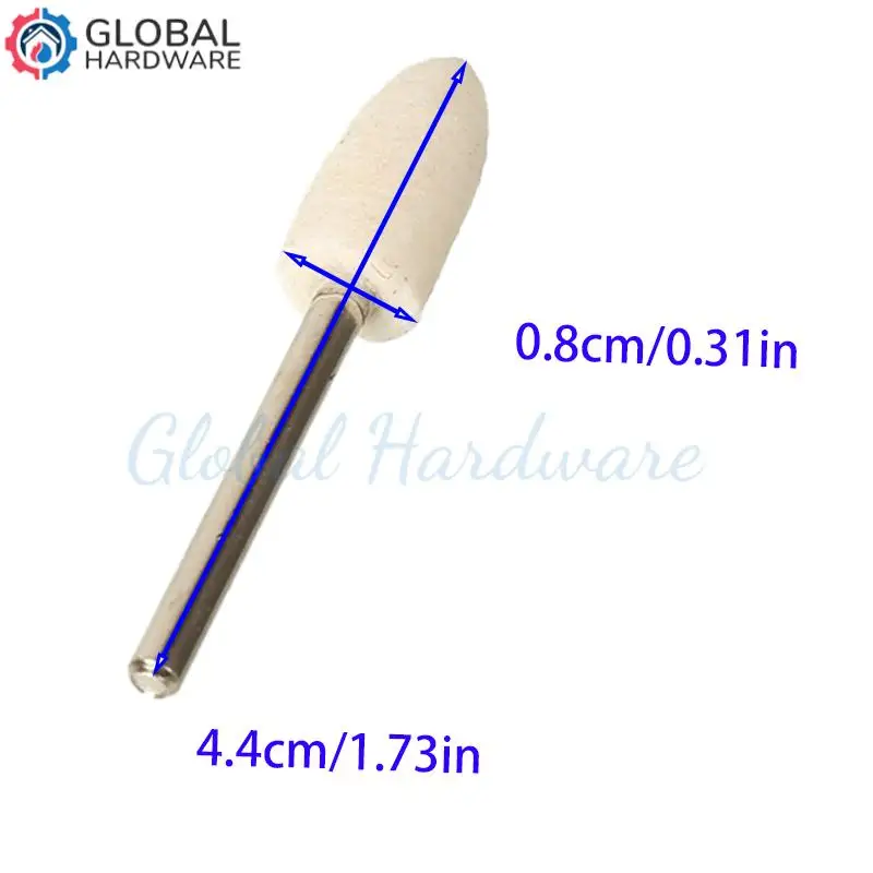 Roda Poles Wol Felt dengan Shank 3mm untuk Mesin Gerinda, Bor, dan Alat Putar, Grit 8mm