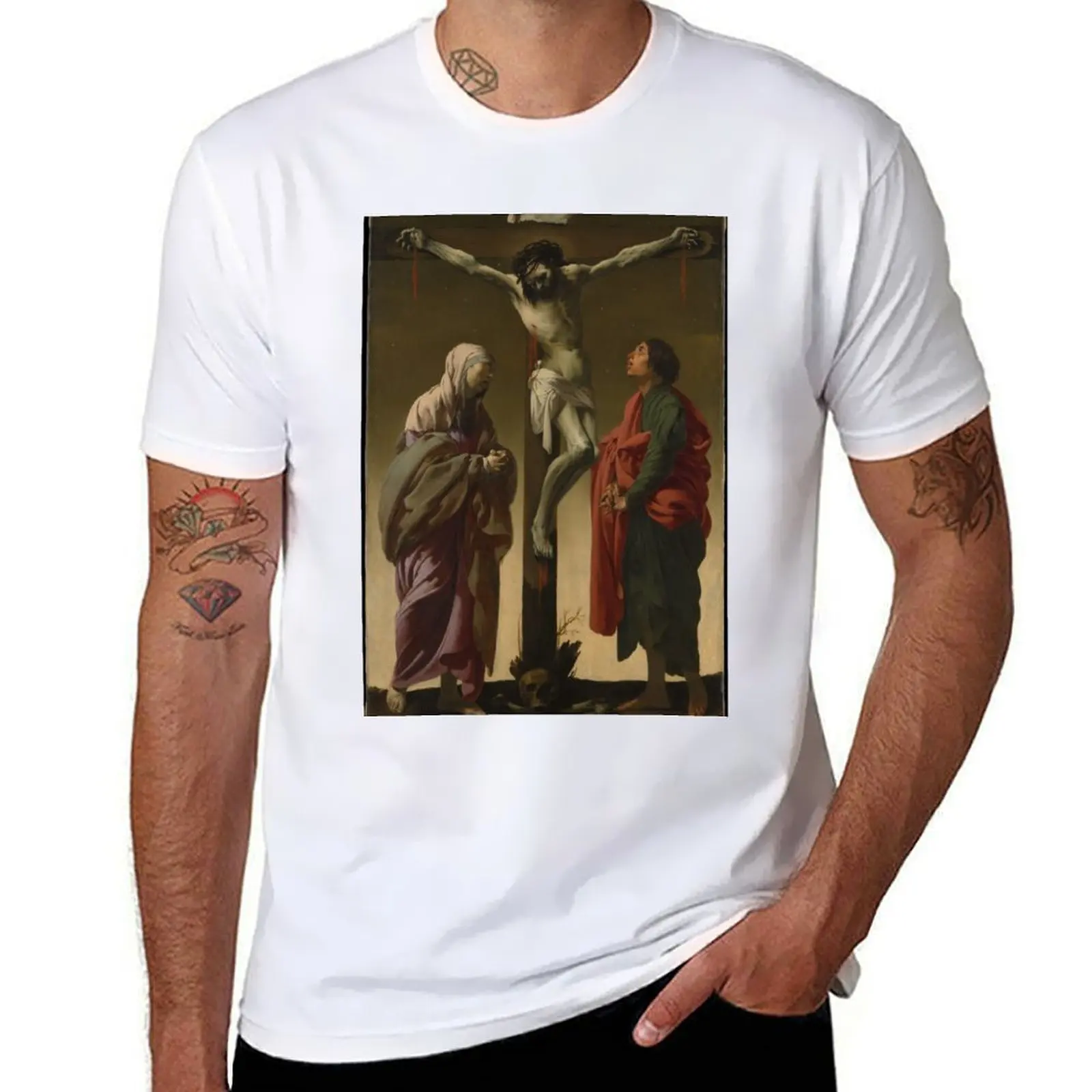 

The Crucifixion with the Virgin and Saint John. T-Shirt t shirts for man graphic vintage T-Shirt
