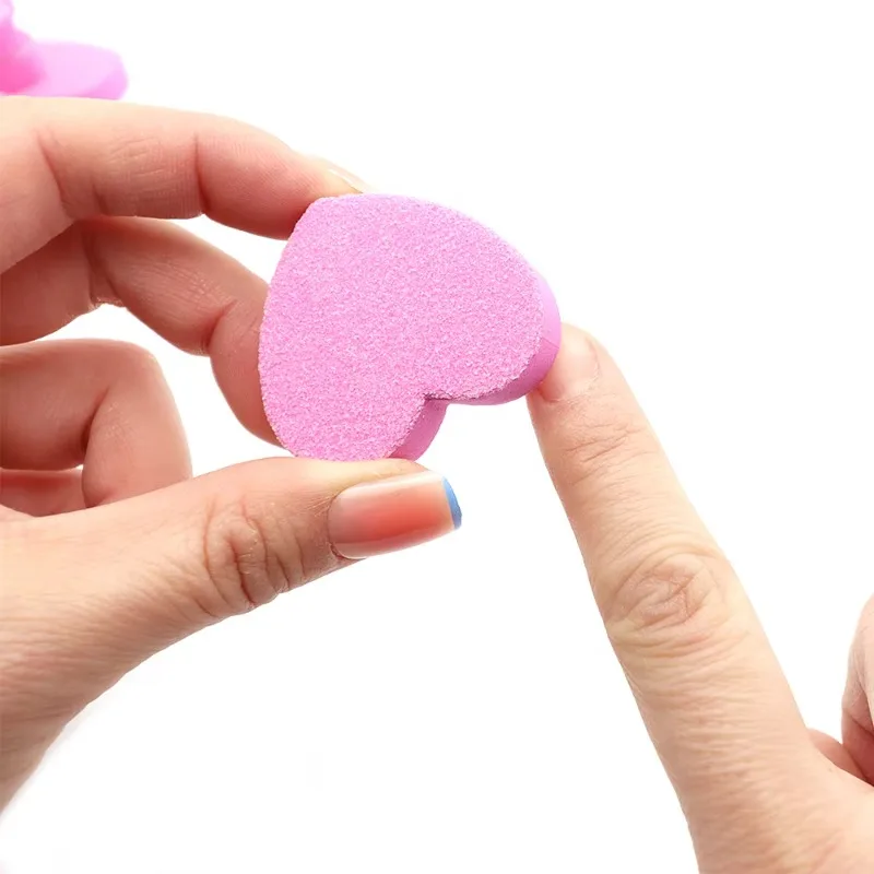 50Pcs Heart Shaped Sponge Nail Buffer Blocks, 180/240 Grit Double Sided Washable Sanding Files, Black & Pink Manicure Tools