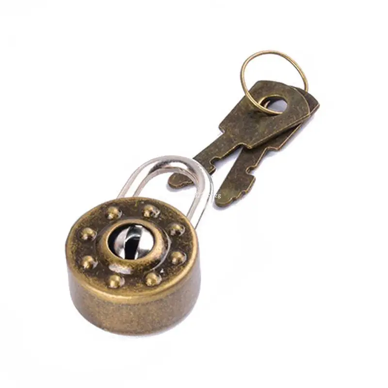 Archaize Round Padlock Mini Antique Lock With for Key Drawer Suitcase Security L Dropship