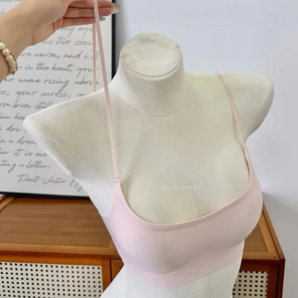 Low Neck Thin Shoulder Strap Invisible Seamless Underwear Women Summer Thin Small Chest Suspender Version Gathering Bras