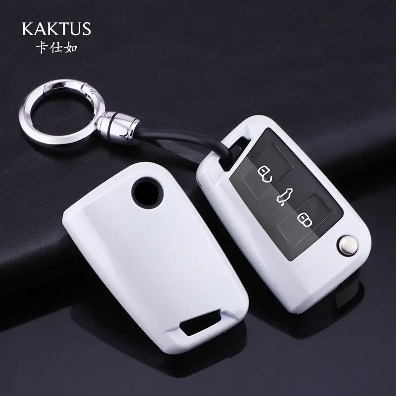 2024 Fashoin PC Car Key Bag Case Protection for Volkswagen Golf 7 Car Accessories Key Shell Keychain for Man Women Sliver Black