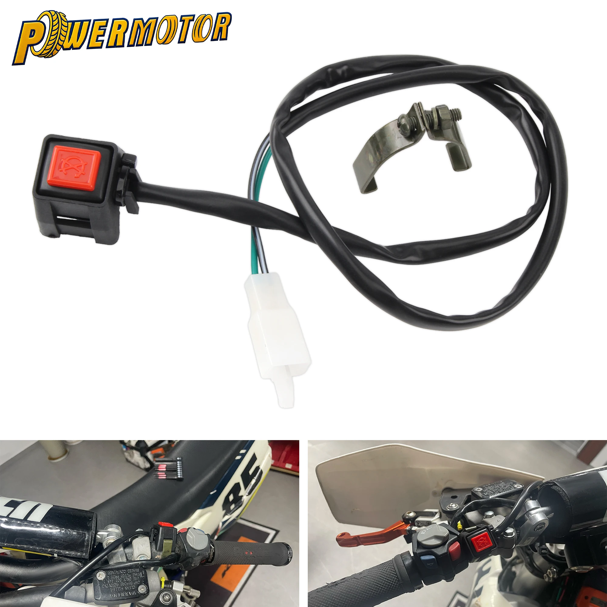 

Motorcycle Red Push Button Horn Starter Ignition Switch Enduro Motocross Dirt Pit Bike ATV 22mm Handlebar Universal Modified