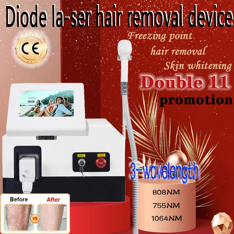 Laser Body Hair  Double 11  sales Professional Diode Ice Titanium  Removal Machine  Portable waves  Permanent