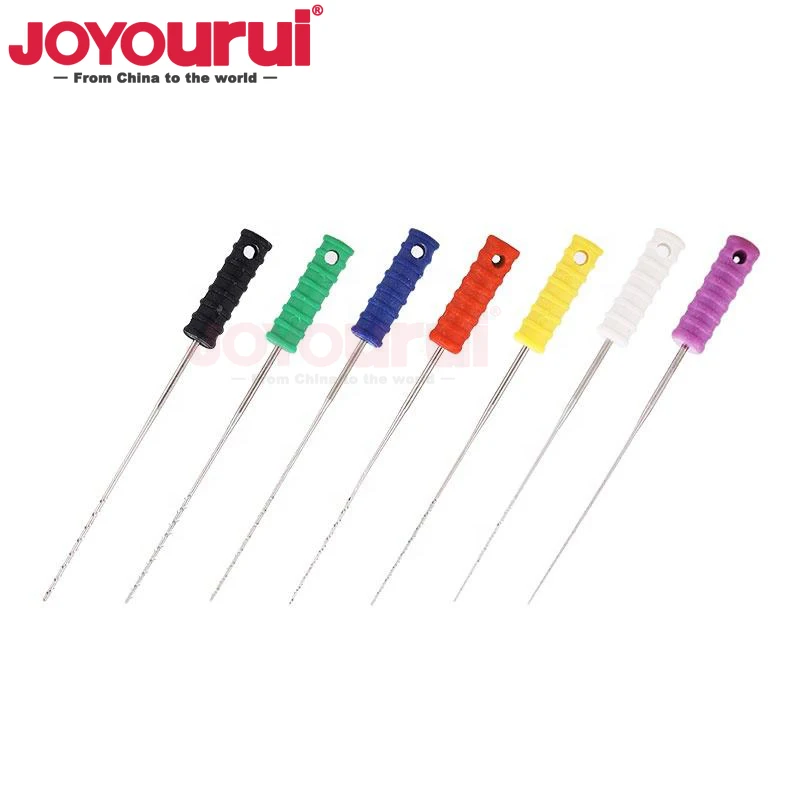 10pcs/Pack #1-6 25mm Dental Barbed Broaches Assorted Handle Endodontic Root Canal File Stainless Material