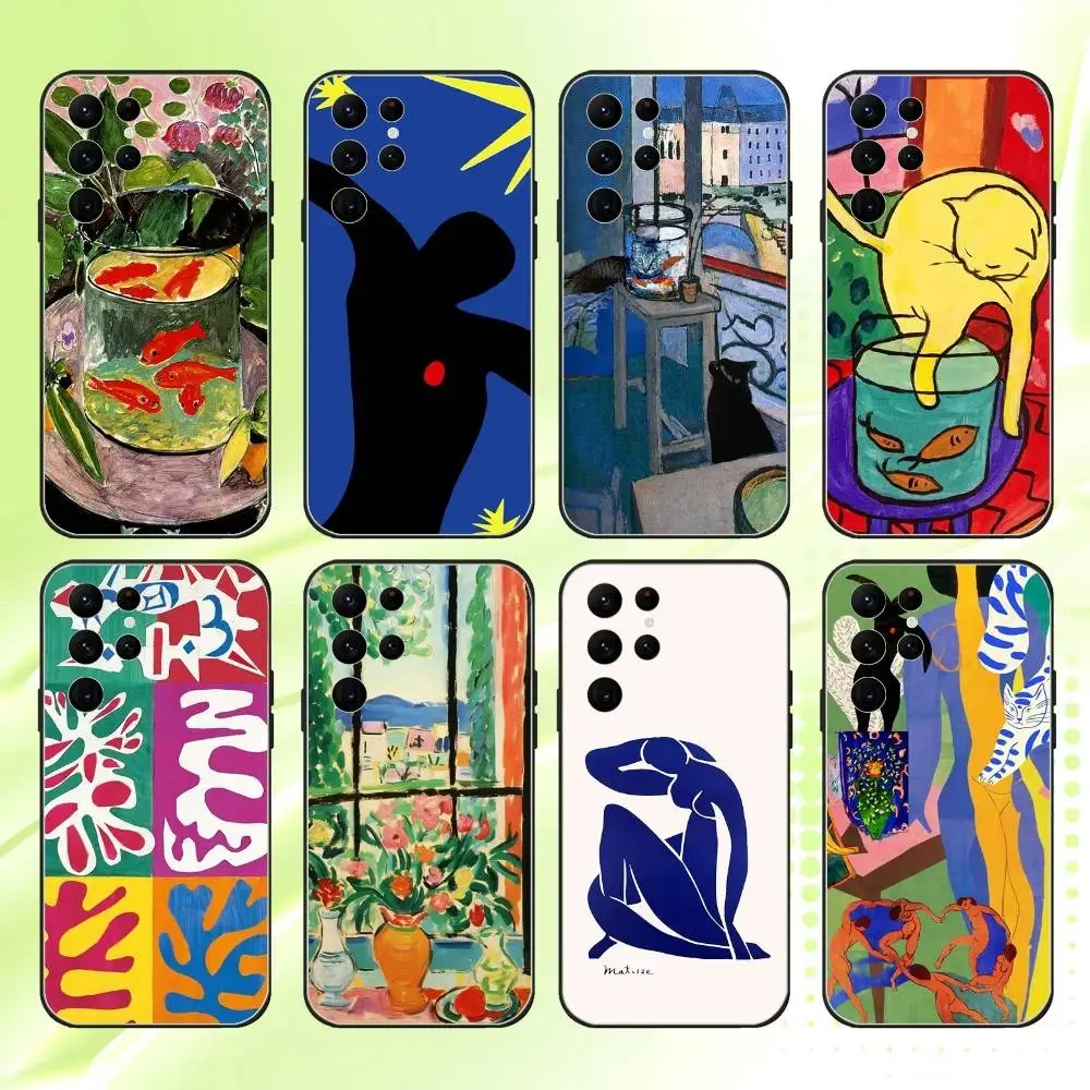 

Чехол для телефона Henri Matisse Art для Samsung S 25,24,23,22,30,21,10,9,Ultra,Plus,Lite,FE,4,5G, черный мягкий чехол